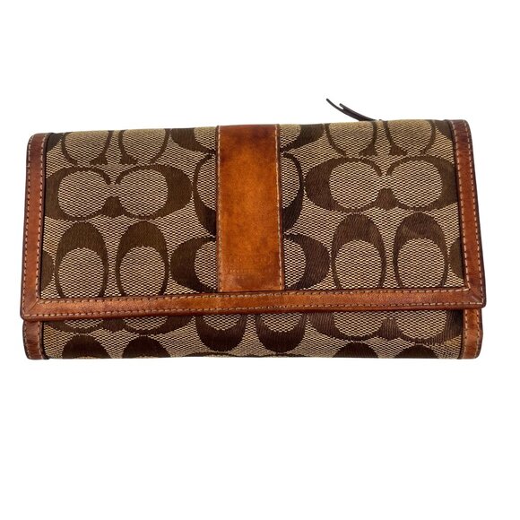 COACH Canvas Brown and Tan Leather/Cloth Wallet - Picture 1 of 4